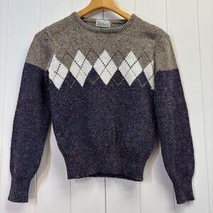 Vintage Garland Womens Dark Academia Preppy Argyle Sweater Size XS Cozy Smart
